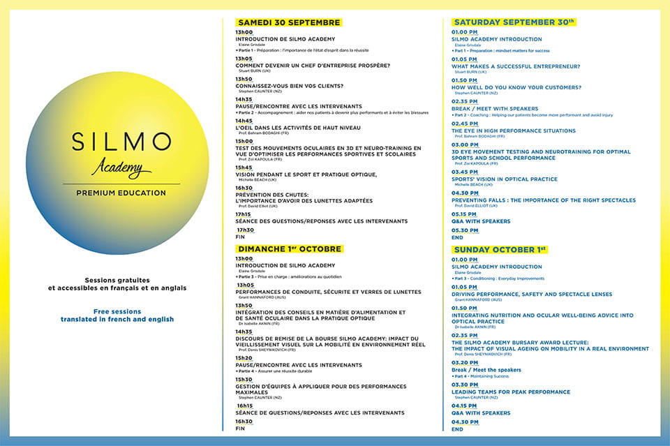 Programme du SILMO Academy 2023
