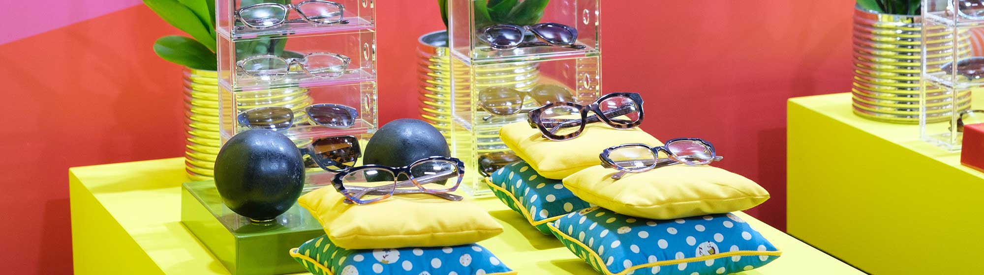Glasses on small cushions