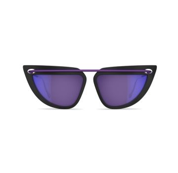 Bold purple cat-eye sunglasses with a futuristic design, highlighting innovative eyewear trends, winner of the JUR'S SPECIAL AWARD of the SILMO d'Or 2022
