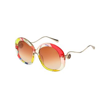 Vibrant round sunglasses with a colorful frame, perfect for a playful and trendy summer style, winner of the SILMO d'Or 2022 in the category SUNGLASSES « BRANDS & LABELS »