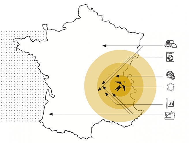 French manufacturing map of Les hirondelles