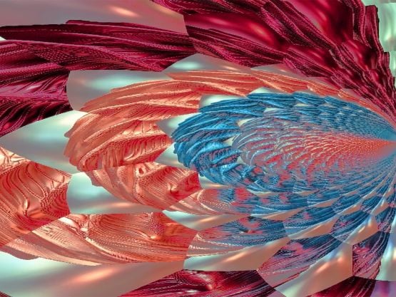 Textured red and blue spiral, Adrenaline trend